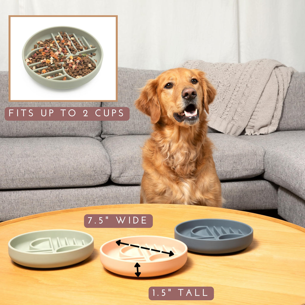 Should We Go? Slow Feeder Dog Bowls - Medium Size Silicone Slow Eating Dog Bowl for Puppies & Dogs with Suction Cup -Dishwasher-Safe, Lick Mat Design, Reduces Gulping,for All Breeds,7.5”x1.5”- Sage