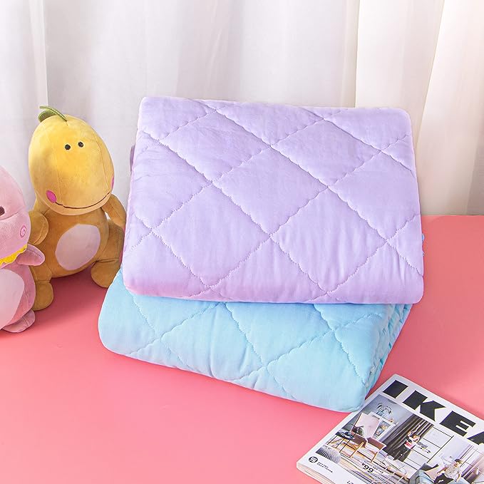 NTBAY Down Alternative Oversized Toddler Comforter, Super Soft and Warm Solid Color Baby Crib Quilted Blanket, 43x60 inches, Light Purple
