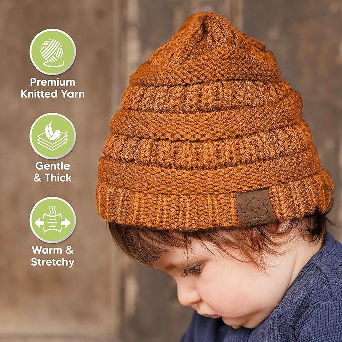 3-Pack Baby Beanies for Boys, Girls - Stretchy Knit Baby Hats, Cute Newborn & Toddler Winter Hat, Soft & Warm Infant Beanie 6-36 Months (Mars, M)