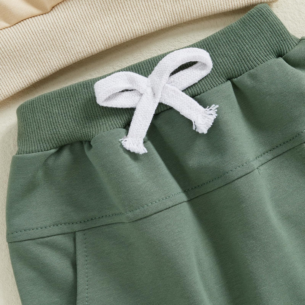 Sejardin Toddler Baby Boy Fall Winter Outfit Long Sleeve Letter Print Sweatshirts and Jogger Pants Infant Boy Clothes (Snacks Green, 3-6 Months)