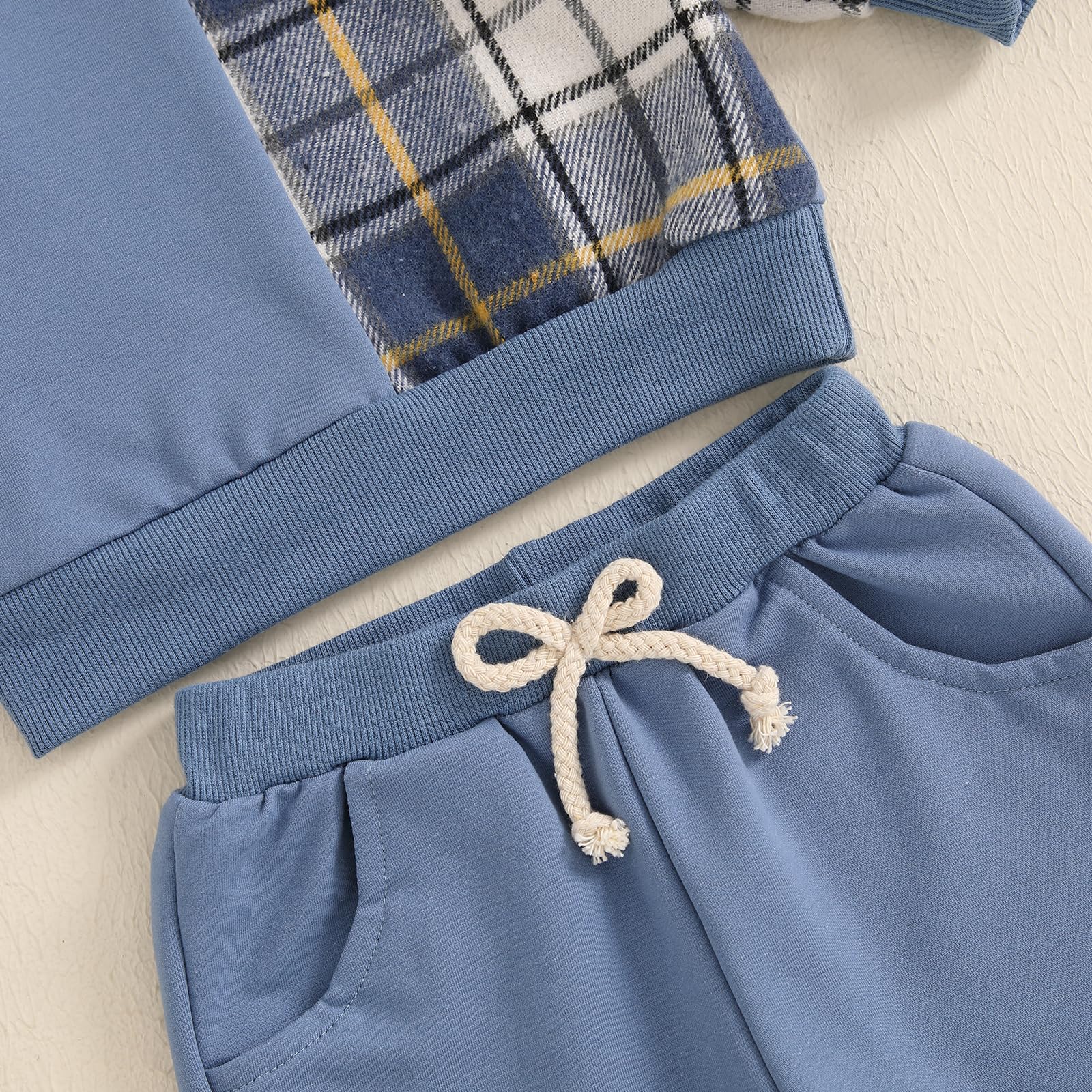 Lucikamy Toddler Baby Boy Fall Outfits Long Sleeve Crew Neck Pullover Sweatshirt + Jogger Pants Set Infant Winter Clothes (Blue-P, 6-12 Months)