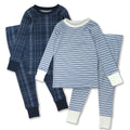 HonestBaby Baby Boys 4-Piece Long Sleeve PJ Set, Blue Plaid, 12 Months