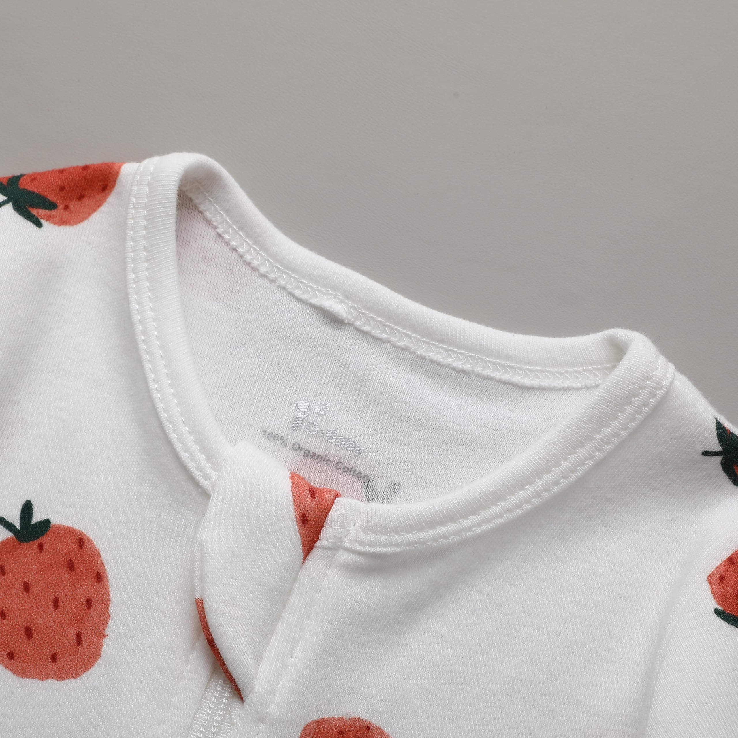 O2 BABY Baby Boys Girls Organic Cotton Zip Front Sleeper Pajamas, Footed Sleep 'n Play（6-12 Months, Pink Melange & Strawberry）