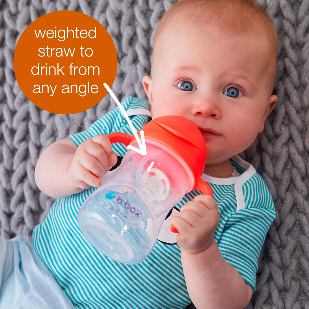 b.box Sippy Cup with Weighted Straw, Toddler Straw Cup, Spill Proof, 8oz