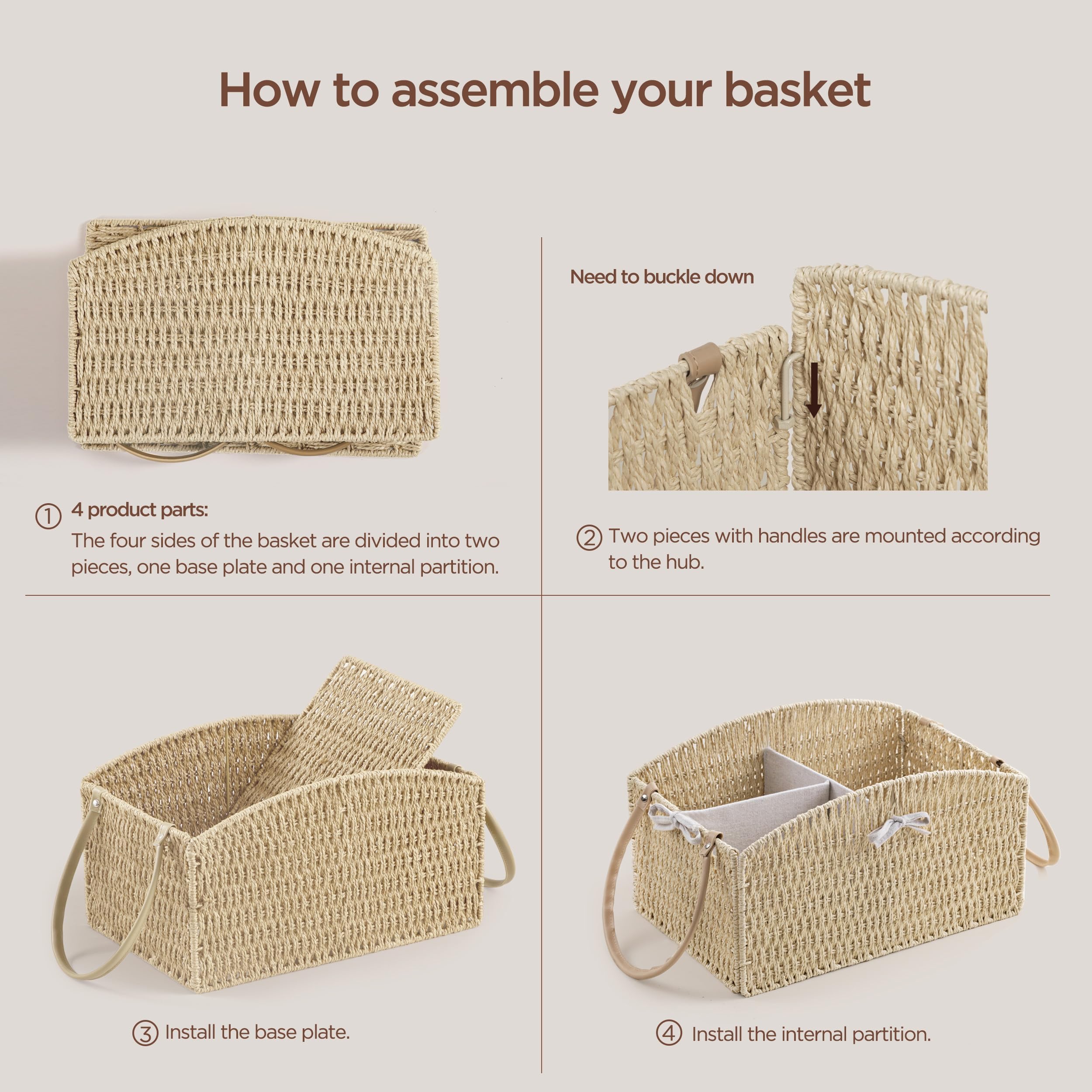 HBlife Diaper Caddy Organizer Detachable Portable Hand-Woven Storage Basket