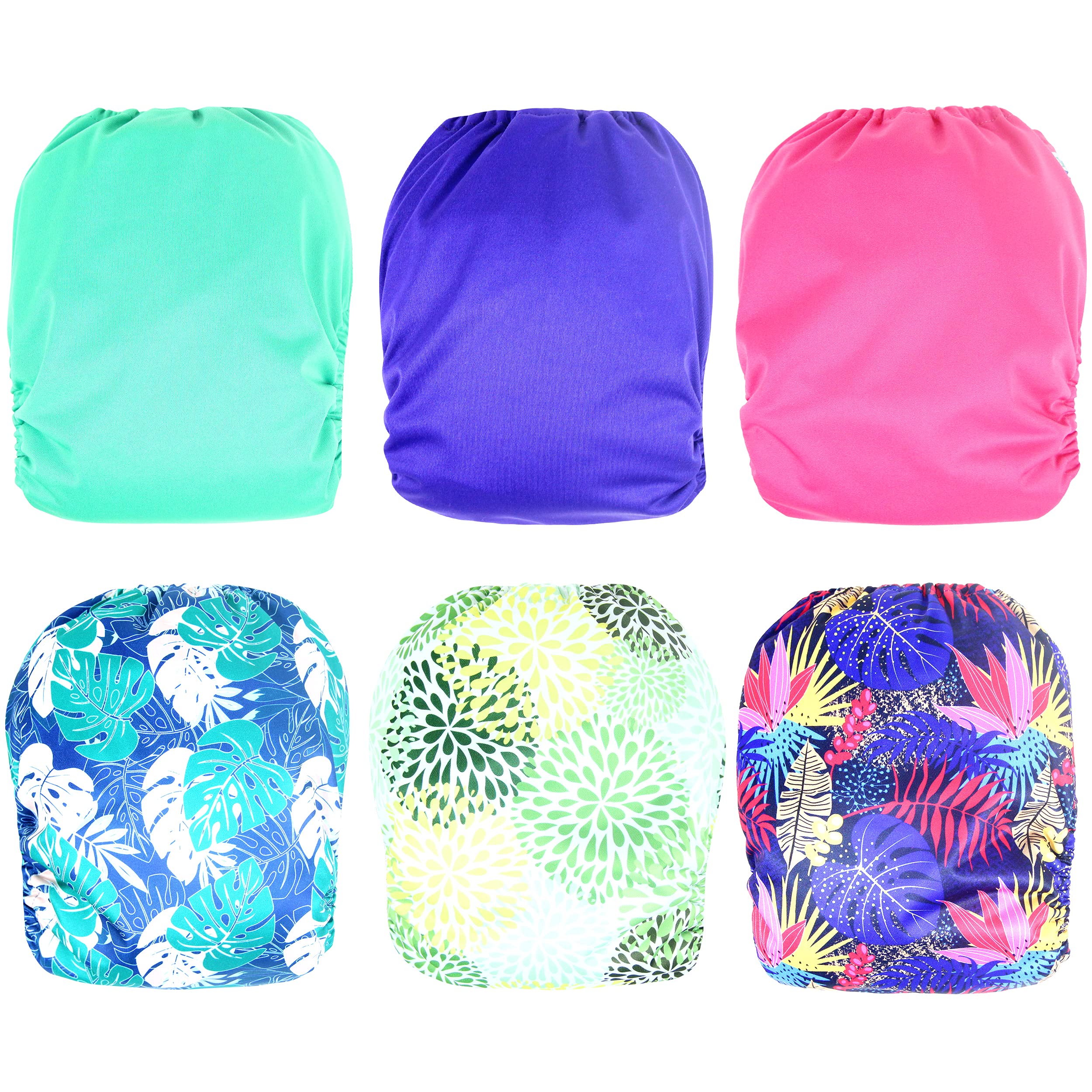Leekalos Cloth Diapers Reusable for Boys and Girls, Baby Diaper Cloth with Inserts & Wet Bag One Size (Floral)