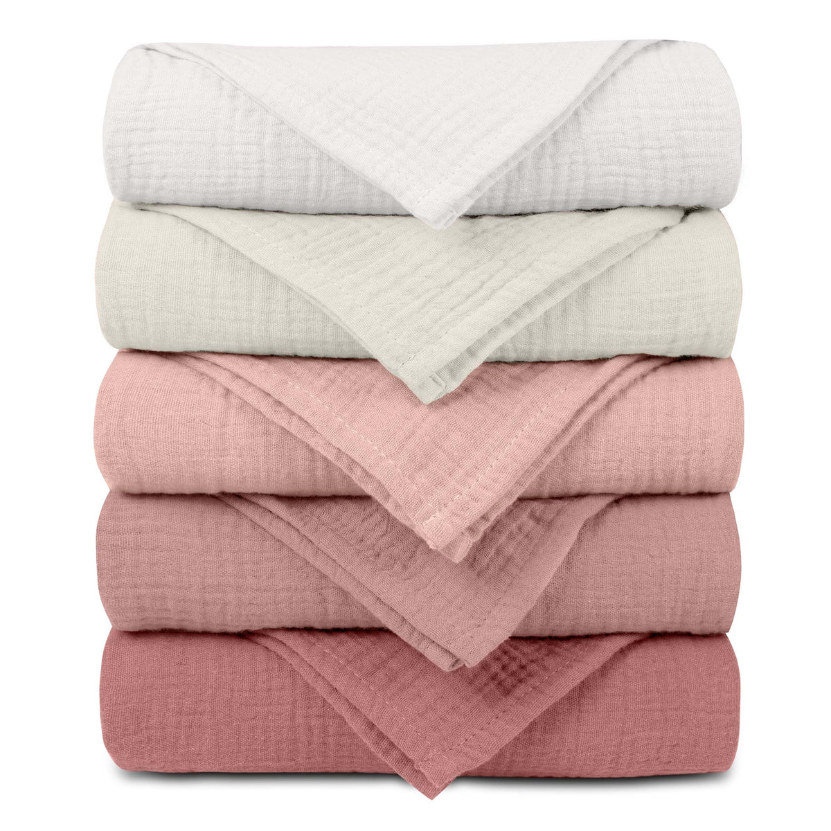 Muslin Receiving Blankets 5 Pack, Soft Swaddle Wraps for Newborn Babies