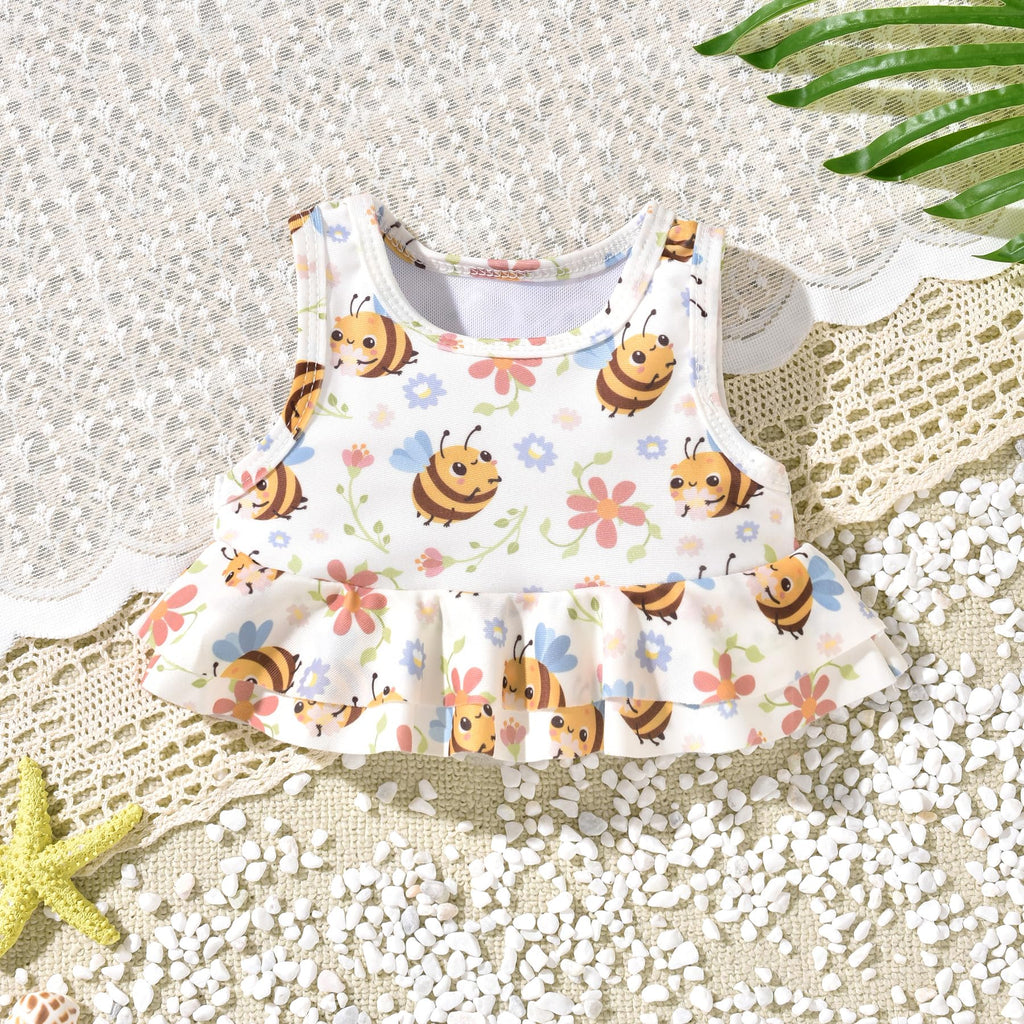 Aalizzwell 0-3 Months Baby Infant Girls Swimsuit Bee Ruffle Bathing Suit Bikini Swimming Suit Swimwear Beach Wear Two Piece