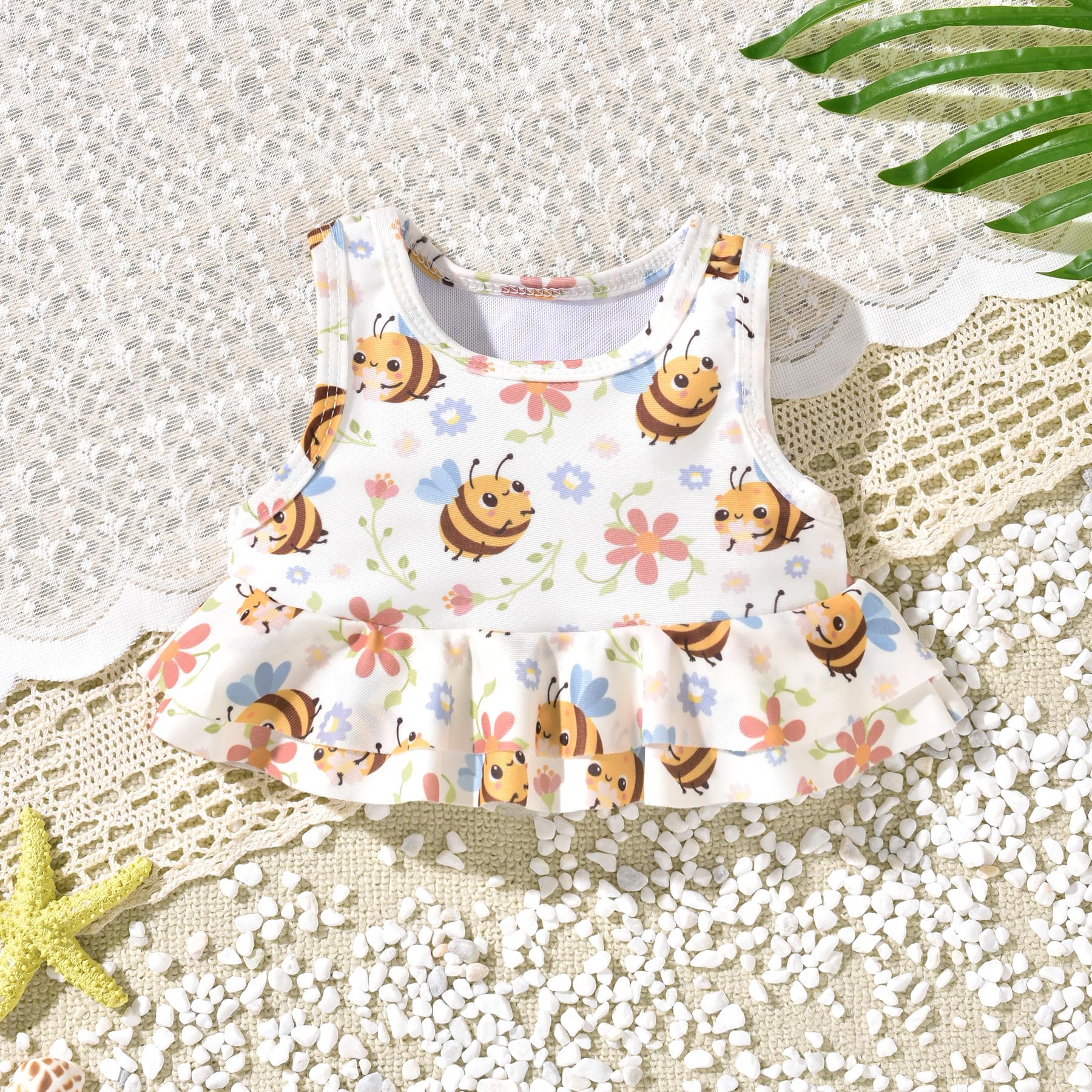 Aalizzwell 0-3 Months Baby Infant Girls Swimsuit Bee Ruffle Bathing Suit Bikini Swimming Suit Swimwear Beach Wear Two Piece