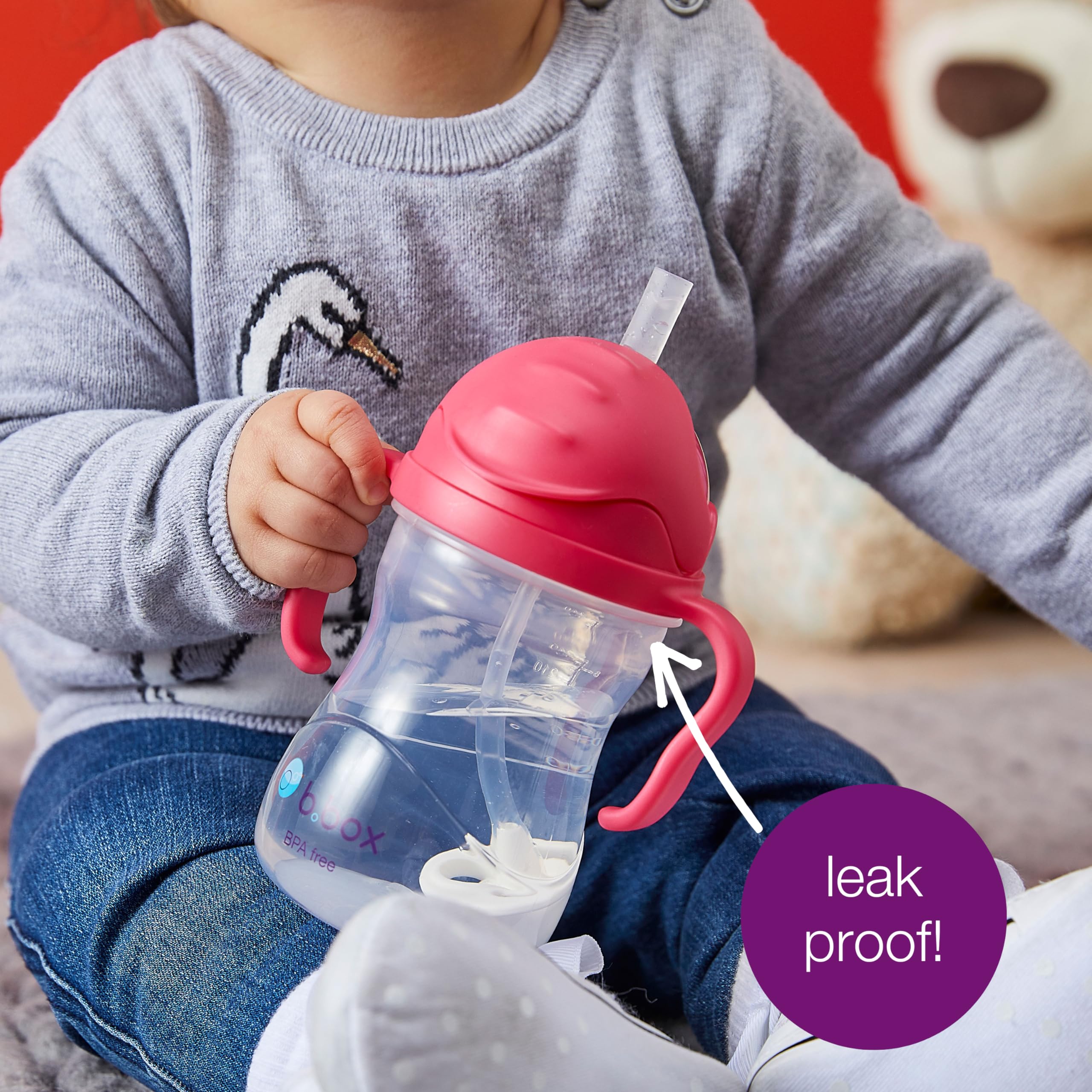 b.box Sippy Cup with Weighted Straw, Toddler Straw Cup, Spill Proof, 8oz