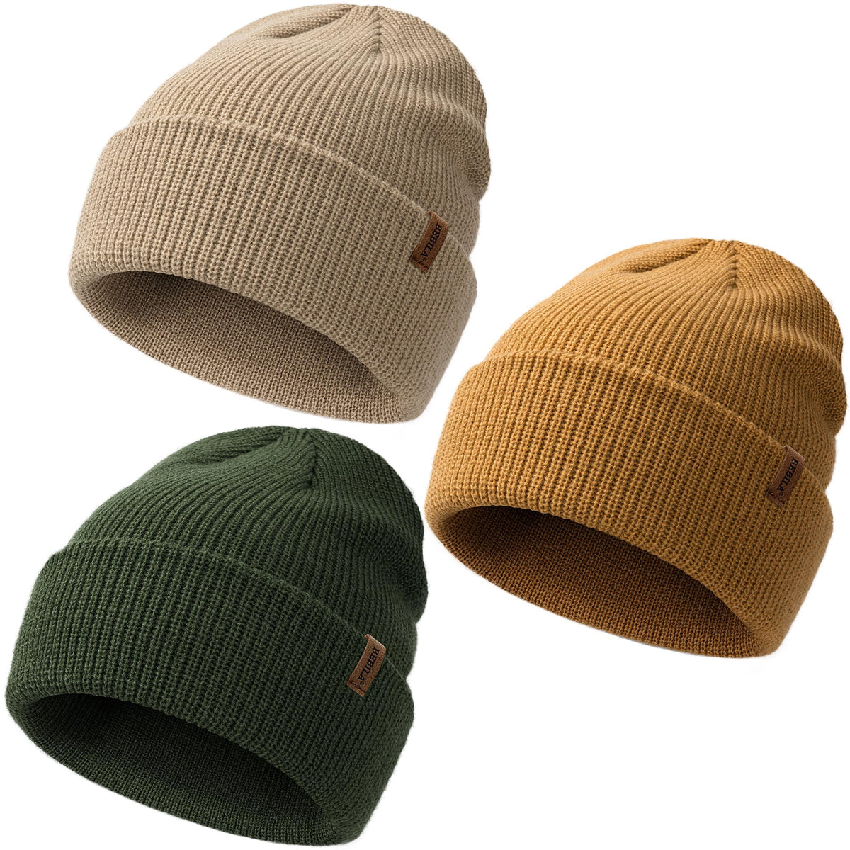 Bebila Baby Beanie Toddler Infant Winter Hats Knit Warm Caps for Boys Girls (US, Age, 6 Months, 36 Months, Grey+Black+Caramel)