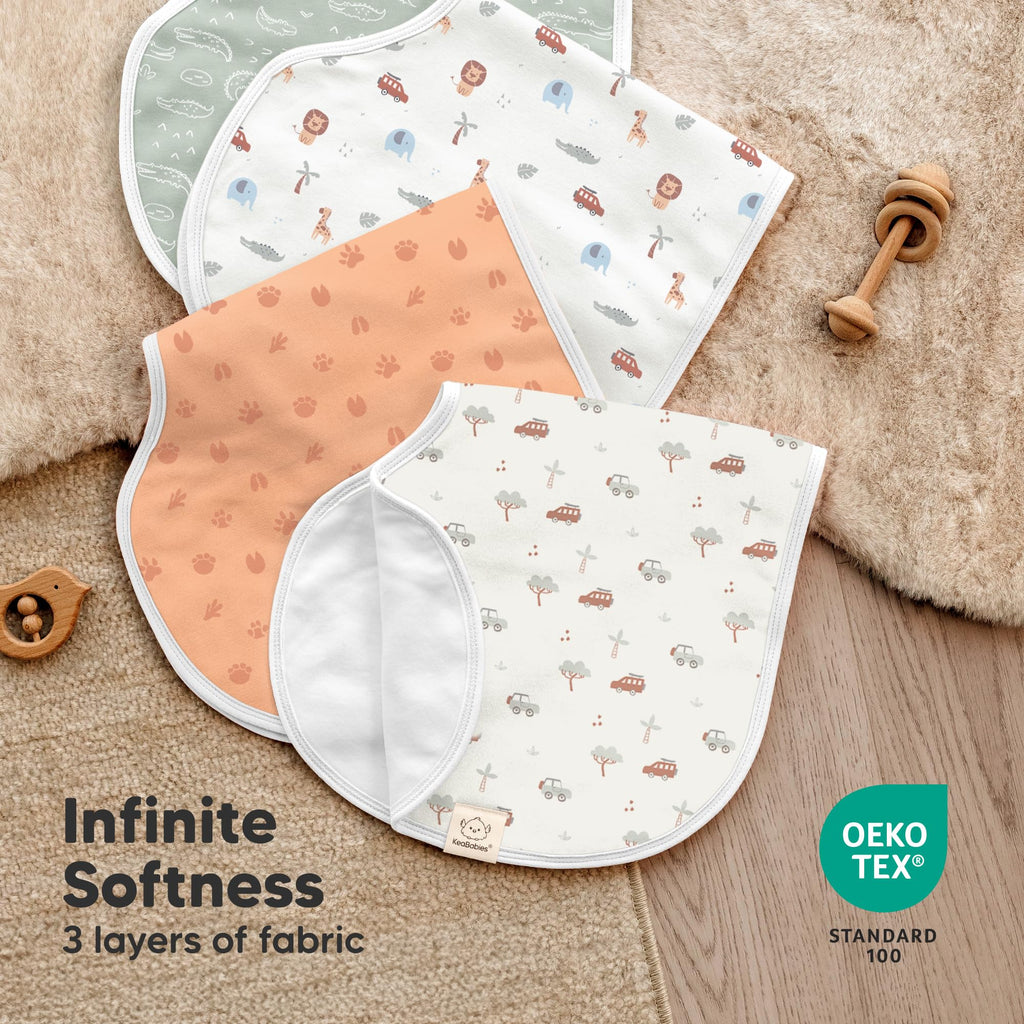 KeaBabies 4-Pack Baby Burp Cloths Baby Girl, Boy, Organic Cotton (Wilderness)