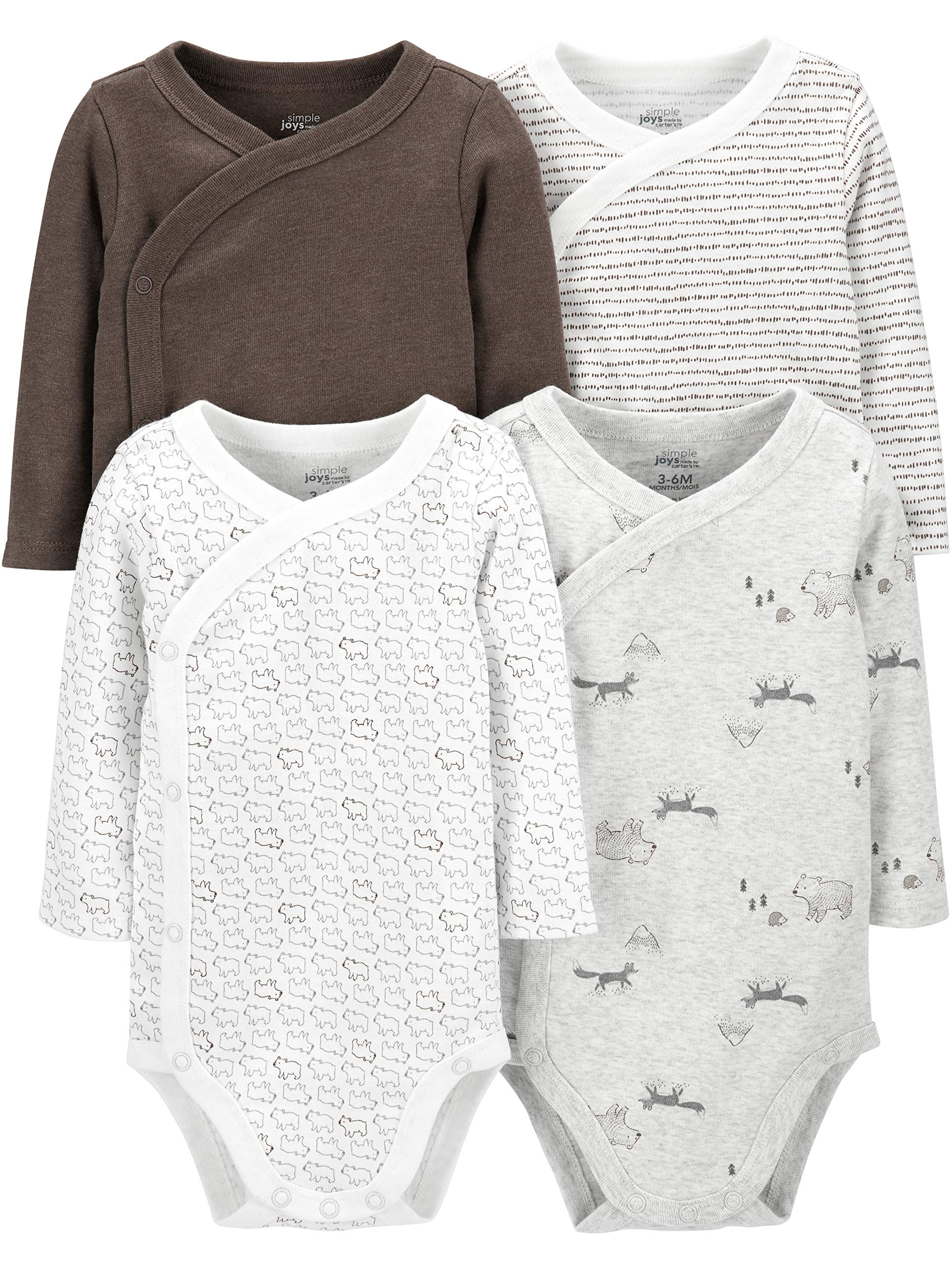 Simple Joys by Carter's Baby 4-Pack Long Sleeve Side Snap Bodysuit