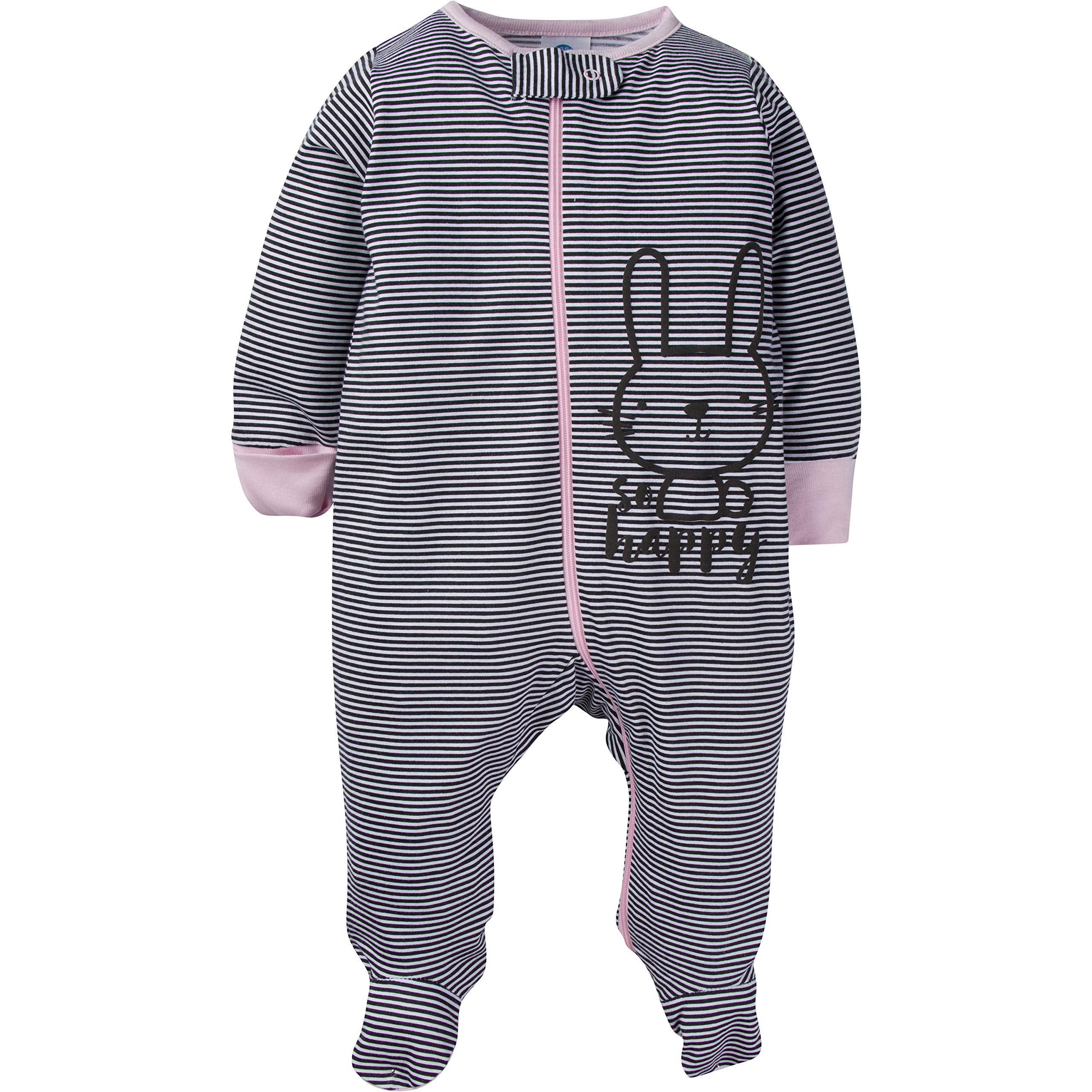 Gerber Baby Girls 4 Pack Sleep 'N Play Footie Bunny Smiley 3-6 Months