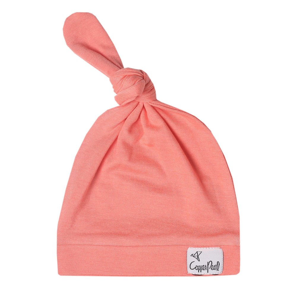 Copper Pearl Baby Beanie Hat Top Knot Stretchy Soft Stella