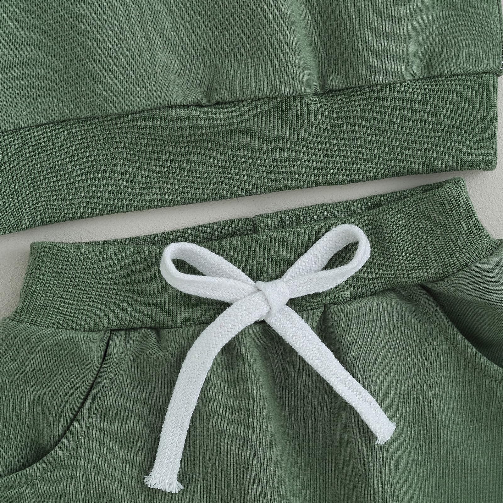 Kupretty Toddler Baby Boy Color Block Sweatshirt Pants Set Gray Green 3Y