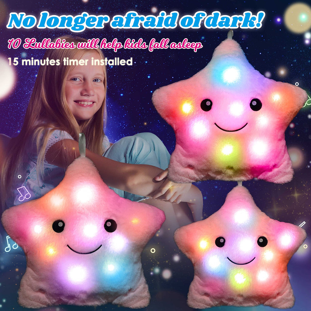 Cuteoy Musical Star Plush Pillow Glowing LED Light-up Stuffed Animal Toys