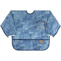 Bumkins Sleeved Bib for Girl or Boy, Baby and Toddler for 6-24 Mos, Essential Must Have for Eating, Feeding, Baby Led Weaning Supplies, Long Sleeve Mess Saving Food Catcher, Soft Fabric, Faux Denim