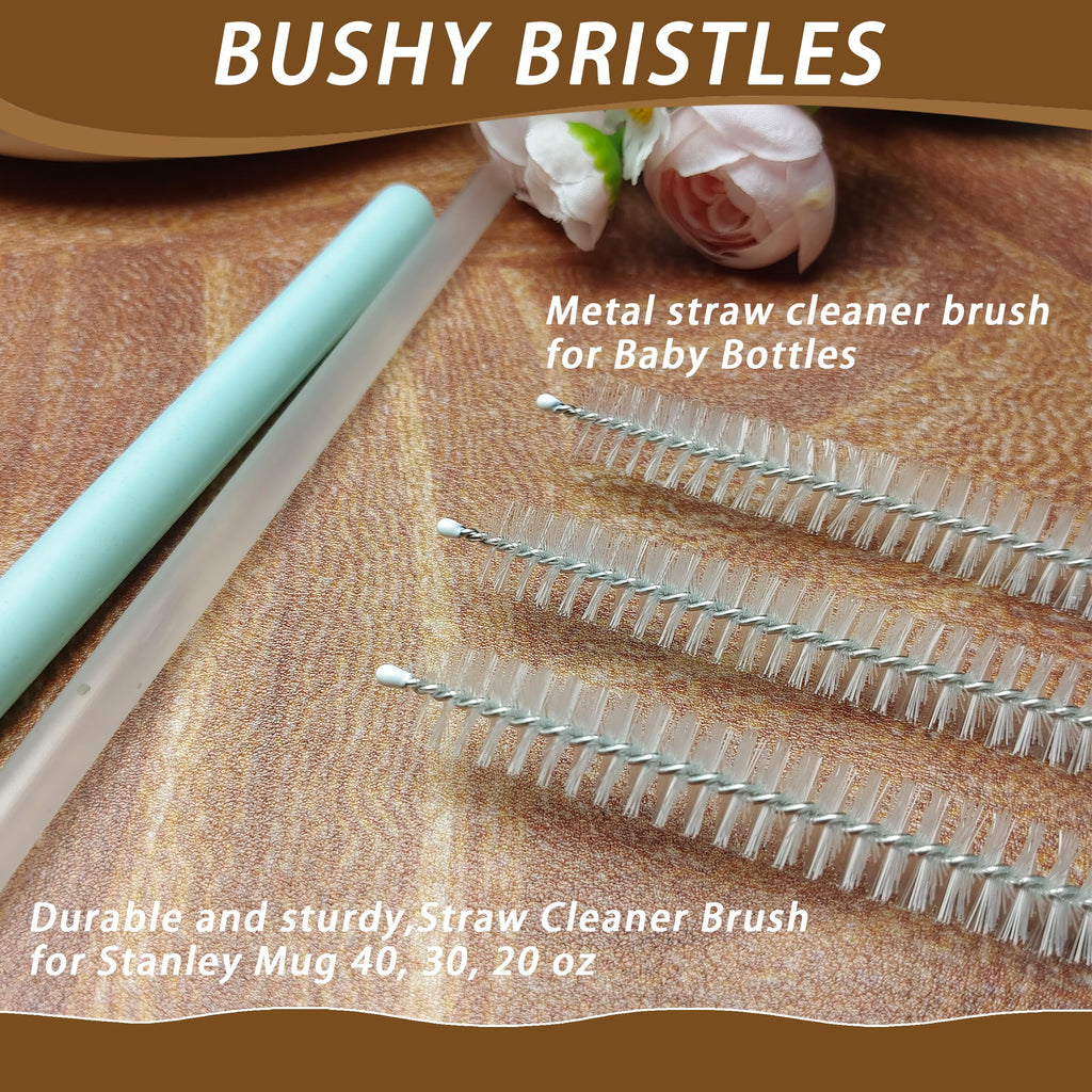 CIDYAUST 3 Pack Straw Cleaner Brush with Thick Bushy Bristles
