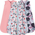 Baby Sleep Sack 12-18 Months 3 Pack Baby Wearable Blanket 100% Rayon Cotton 2-Way Zipper Toddler Sleeping Sack .Comfy Soft Lightweight TOG 0.3 (Banana&Flower&Pink,)