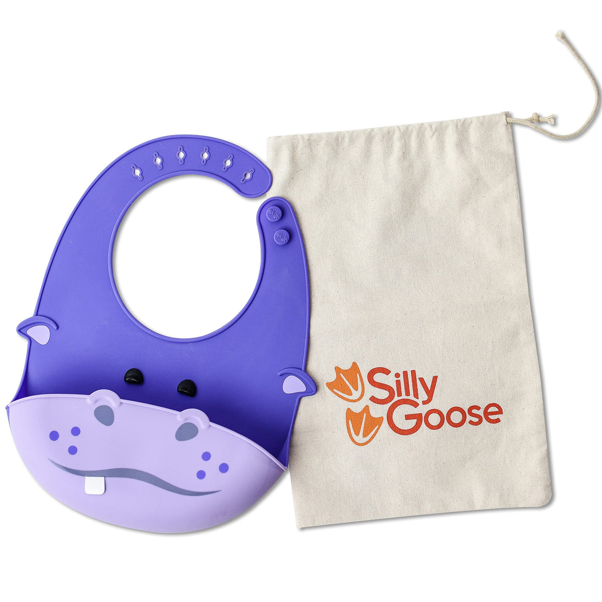 Silly Goose Silicone Animal Baby Bibs for Babies and Toddlers, Waterproof, Adjustable, Soft, Extra Wide Food Catcher Pocket (Baby Panda)