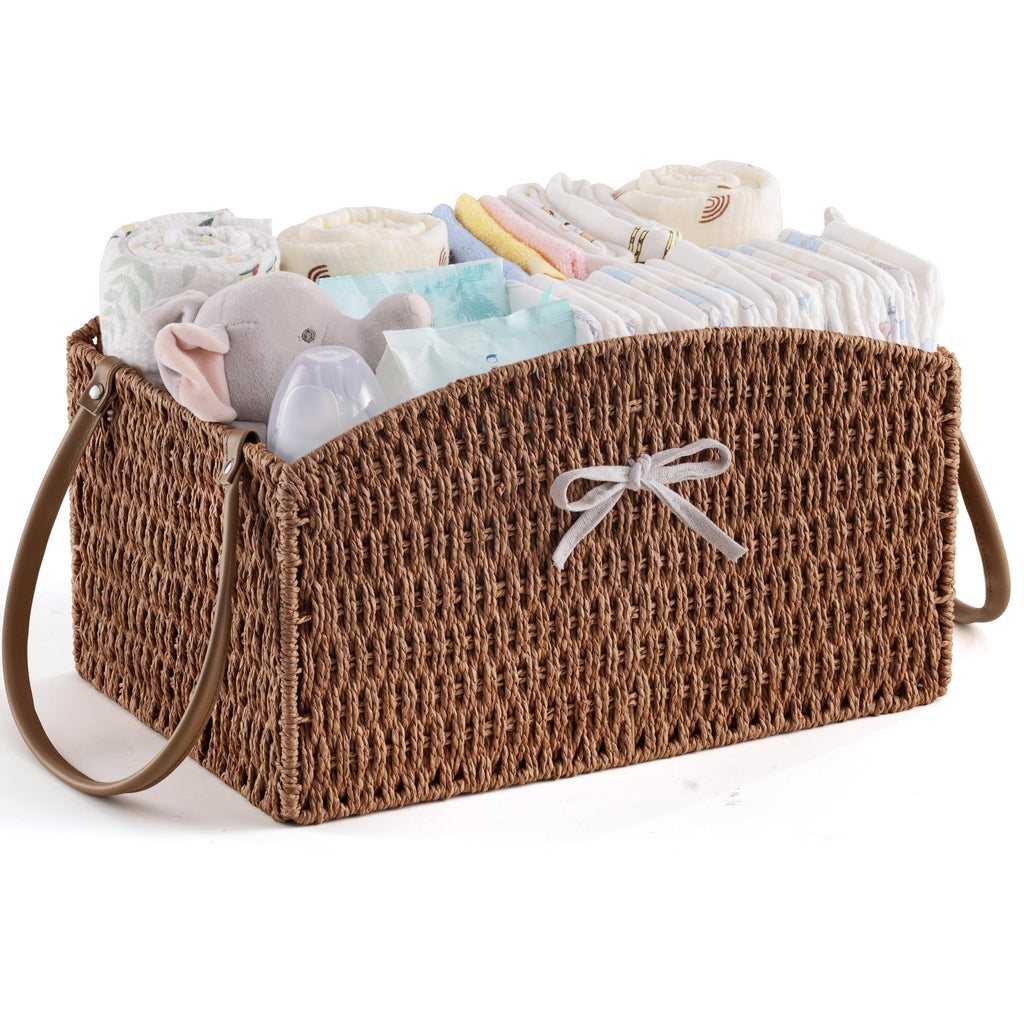 HBlife Diaper Caddy Organizer Detachable Portable Hand-Woven Storage Basket