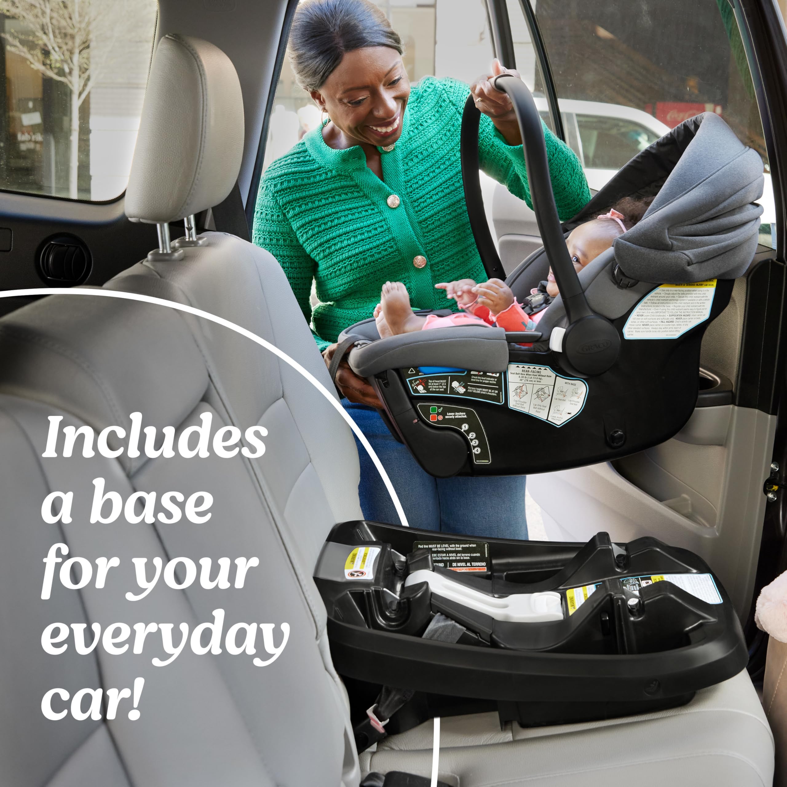 Graco® Gomax Infant Car Seat, Orchid Haze, Lightweight, Reclining Rear Facing Car Seat Installs with or Without a Base