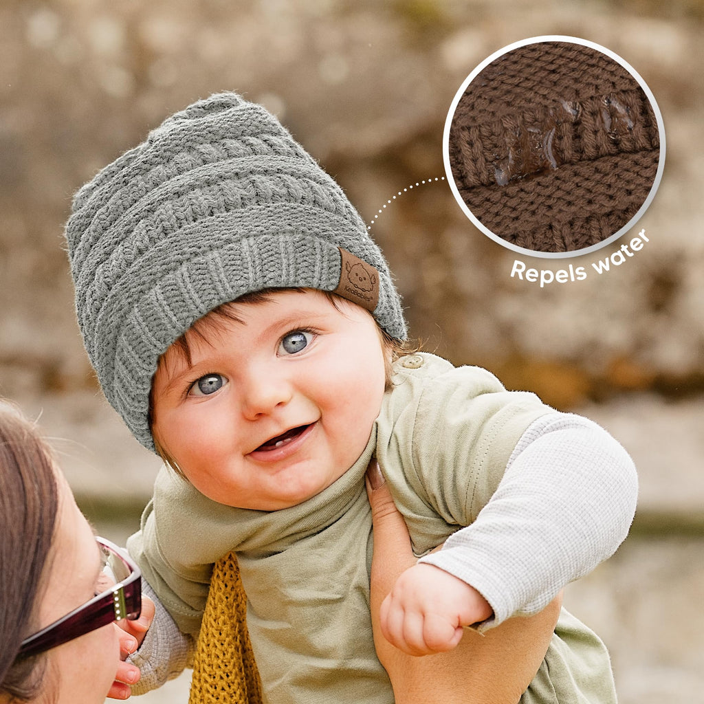 KeaBabies 3-Pack Baby Beanies for Boys, Girls,Soft Cute Baby Hat (Latte, 6-36M)