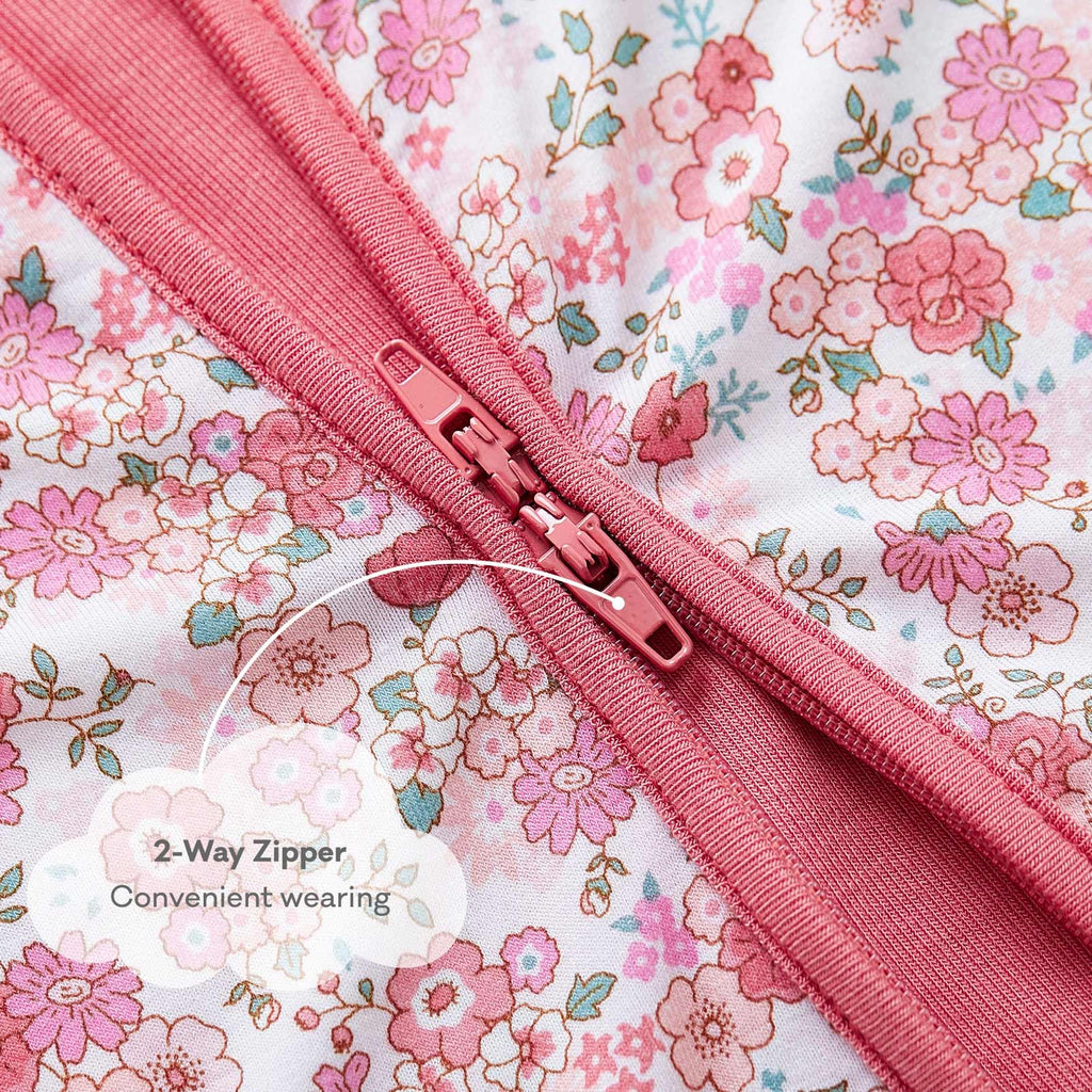 pureborn Baby Girl Sleeper Viscose from Bamboo Footies Pink Floral 3-6M