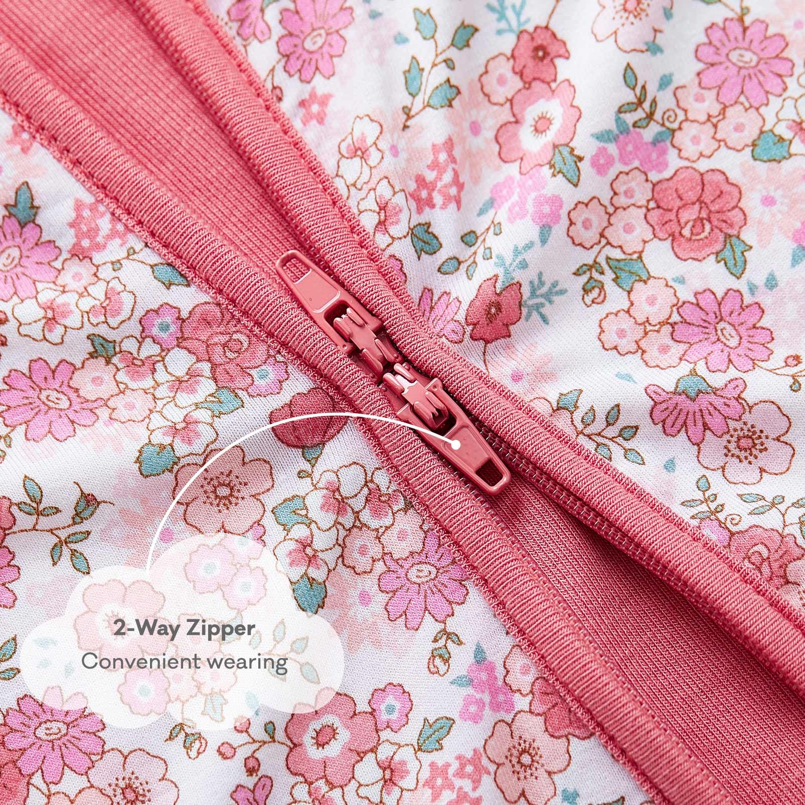 pureborn Baby Girl Sleeper Viscose from Bamboo Footies Pink Floral 3-6M