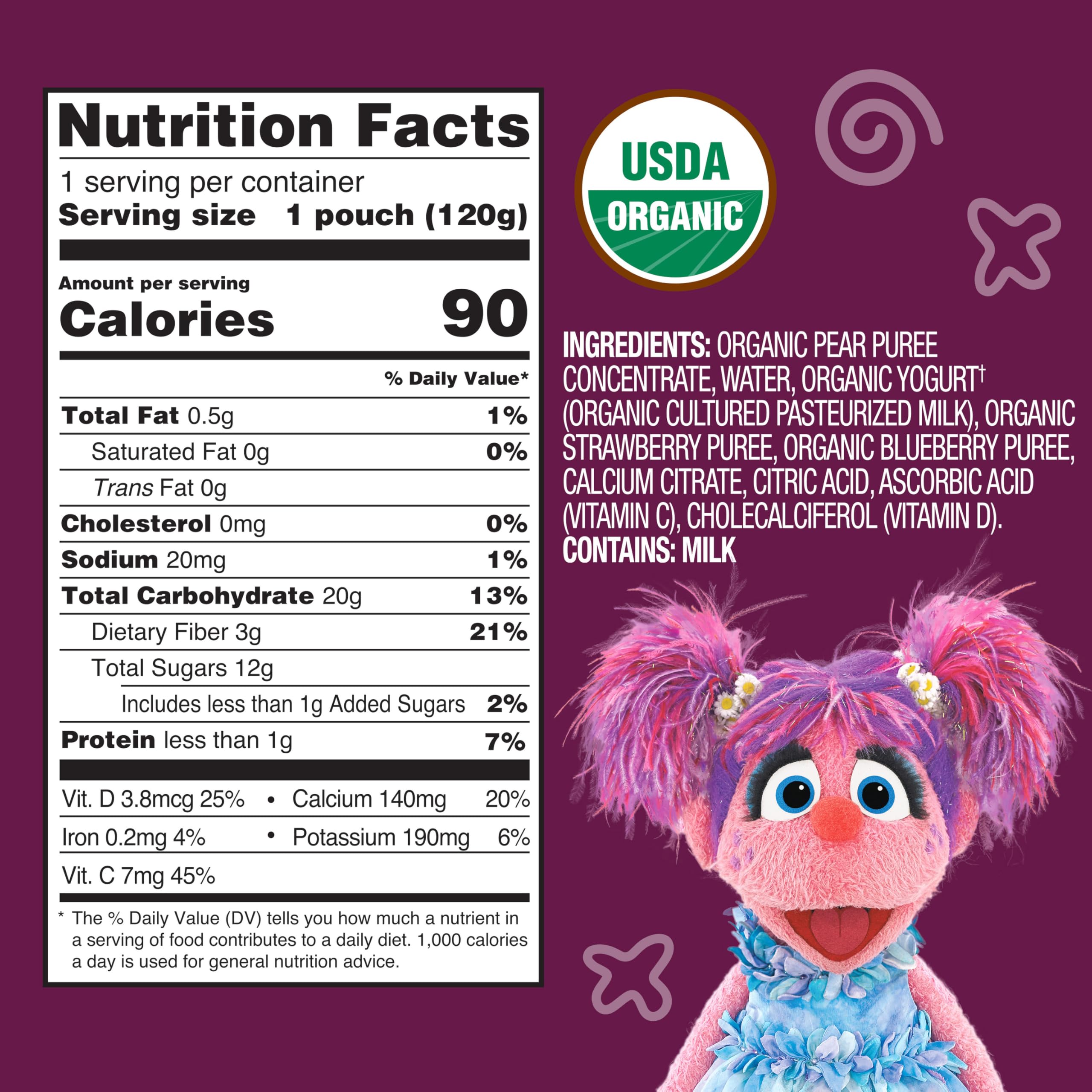 Earth's Best Organic Yogurt Smoothie Pouches, 24+ Months, Fruit and Yogurt Smoothie for Kids, Mixed Berry, 4.2 Ounce Resealable Pouch (Pack of 12)