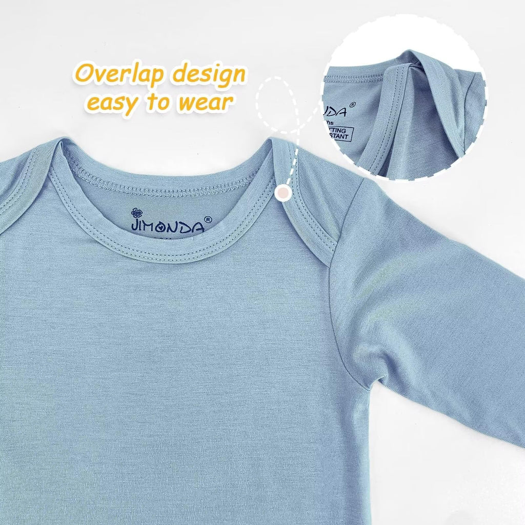 Jimonda Baby Rompers | Soft Summer Long-Sleeve Bodysuit for Newborns 0-24M | Breathable Infant Onesie with Snap ButtonsTurmeric&Black