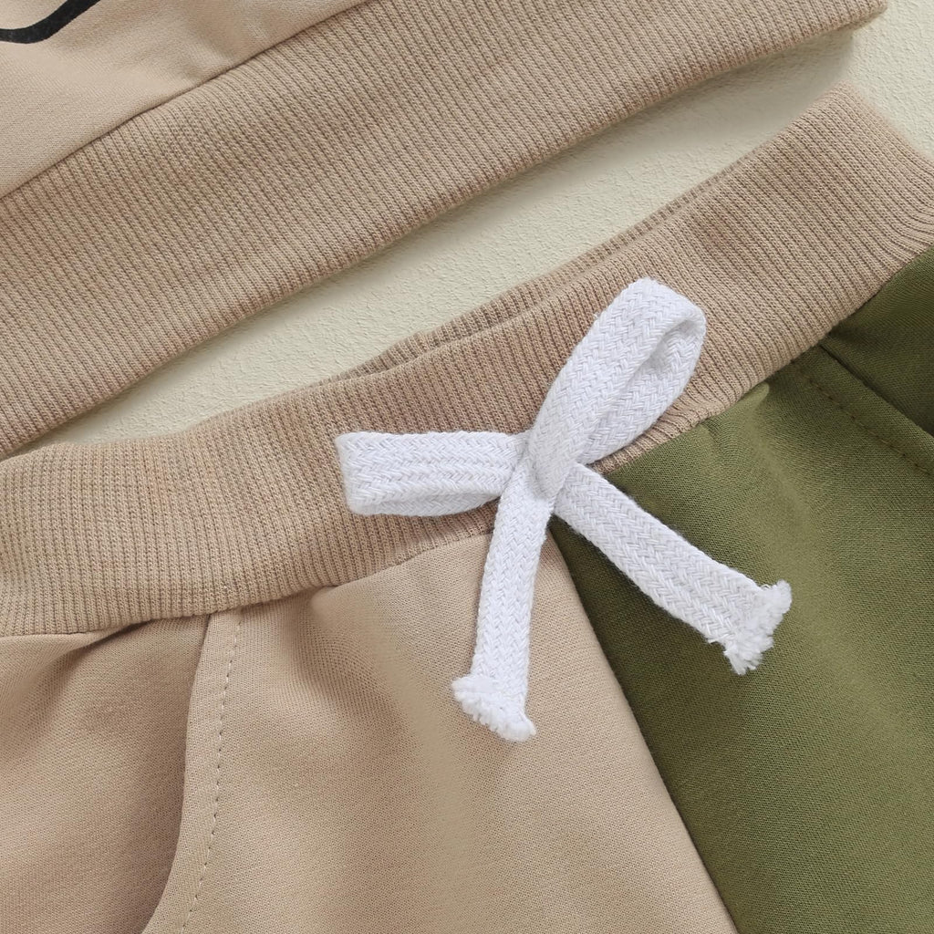 Toddler Baby Boy Fall Winter Outfit Long Sleeve Letter Print Sweatshirts and Jogger Pants Infant Boy Clothes (Pretty Guy Khaki, 0-6 Months)