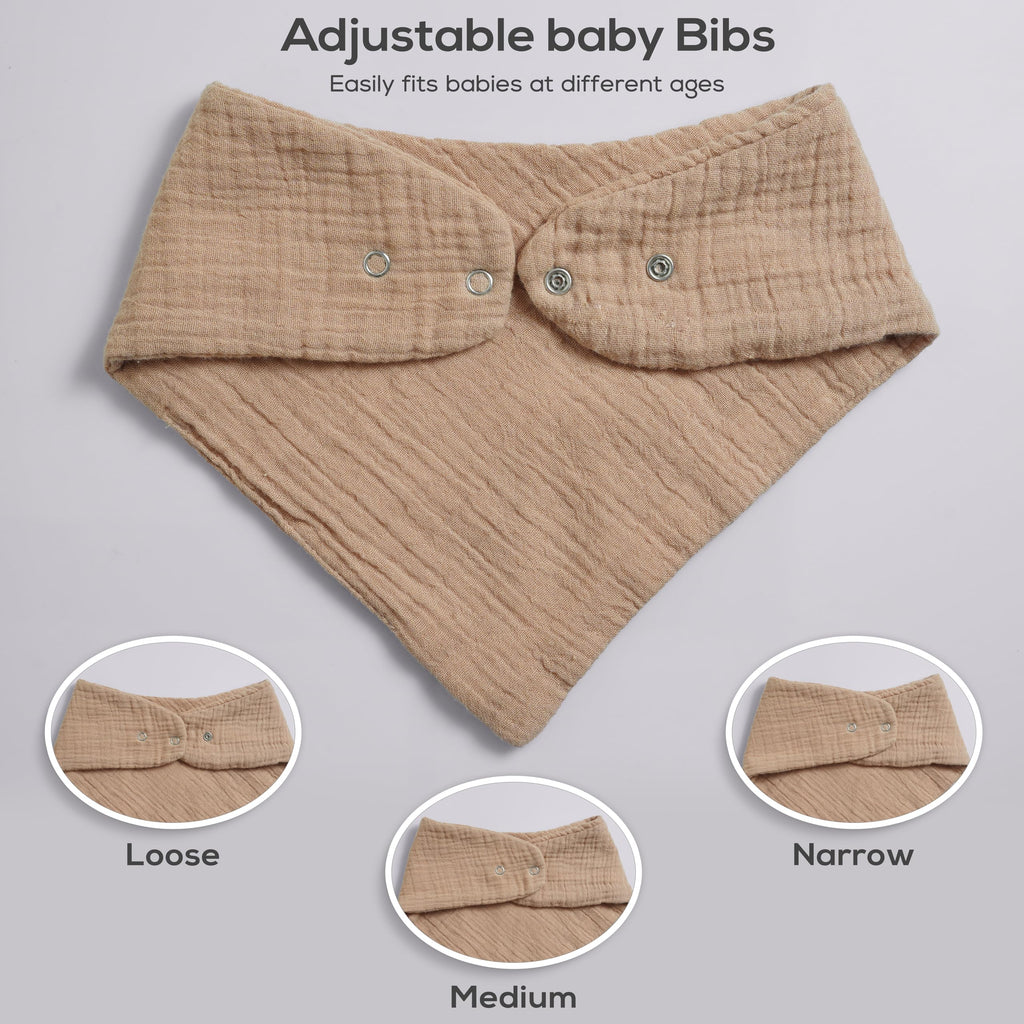 LILY O LAUREL Muslin baby bandana bibs for drooling and teething, 100% cotton, Baby bib for boys and girls, Muslin Bibs – Pack of 8