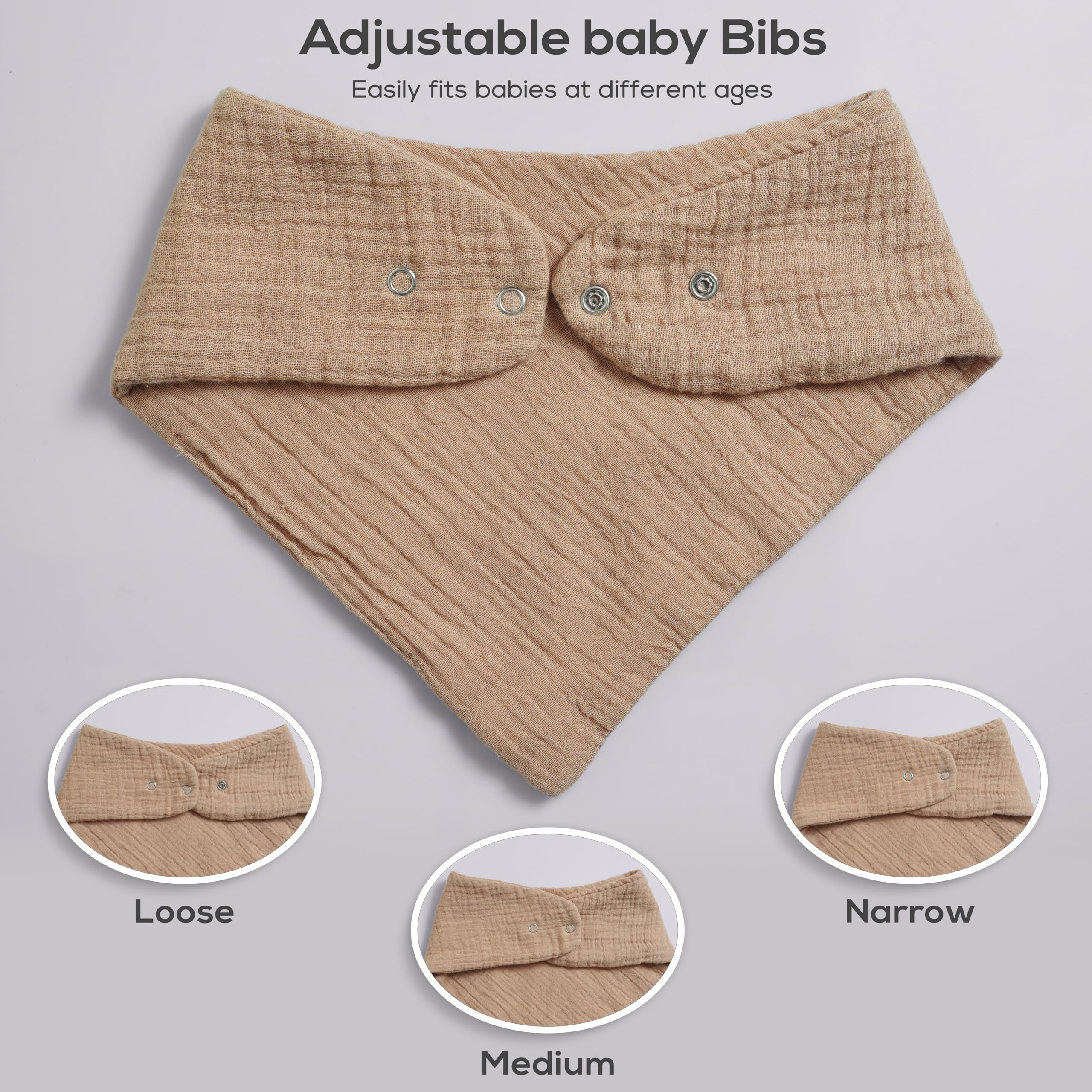 LILY O LAUREL Muslin baby bandana bibs for drooling and teething, 100% cotton, Baby bib for boys and girls, Muslin Bibs – Pack of 8