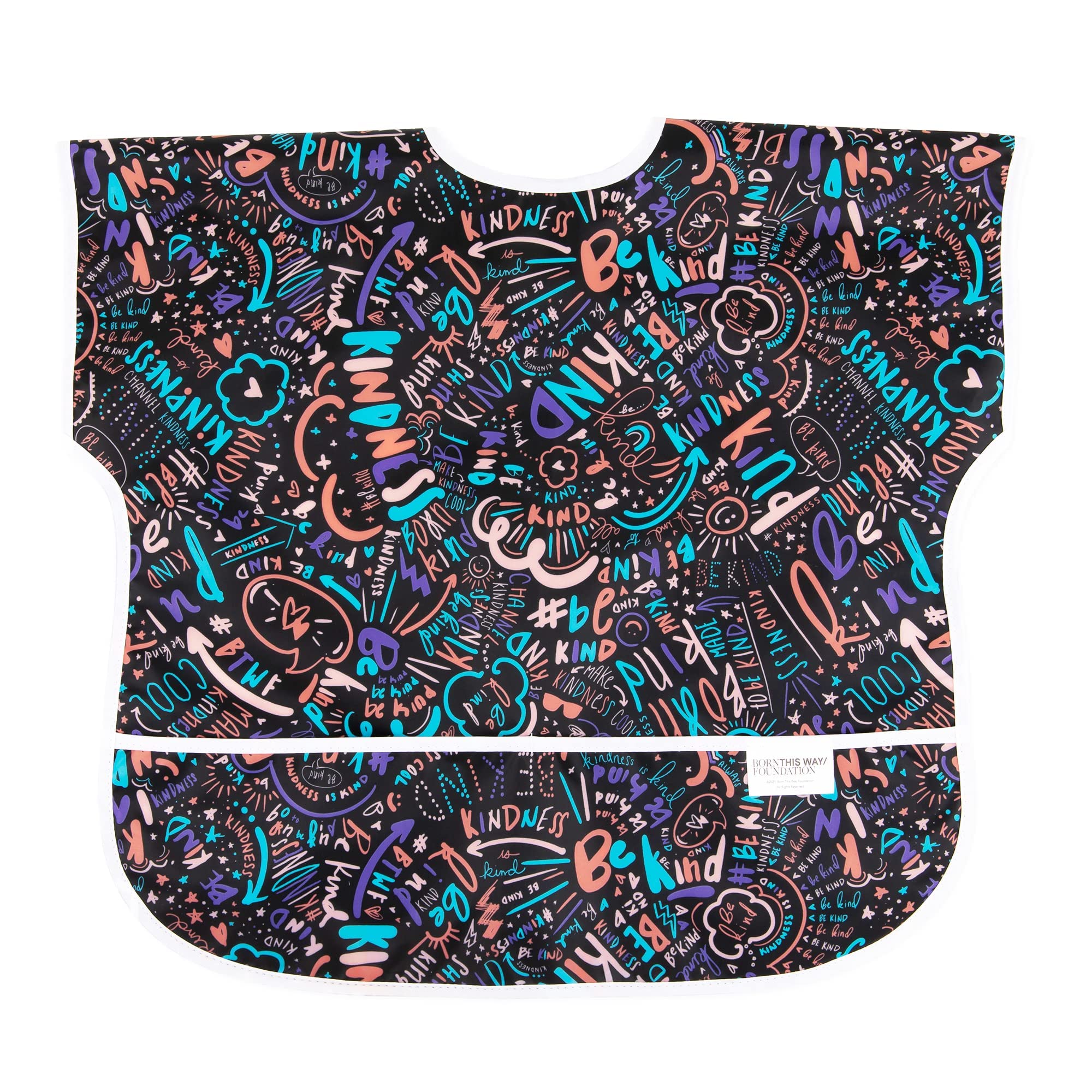 Bumkins Short Sleeve Bib for Girl or Boy, Toddler and Kids for 1-3 Years, Large Size, Essential Must Have for Junior Children, Eating, Mess Saving Soft Fabric Apron for Play, Born This Way