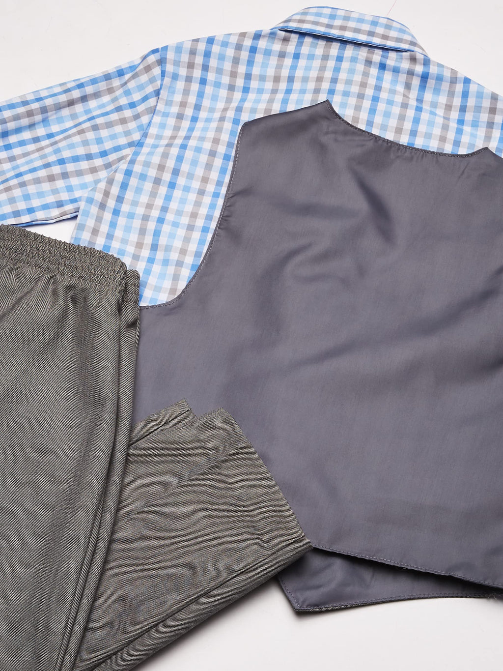 Nautica Boys 4-piece Vest Set with Dress Shirt, Tie, Vest, and Pants Suit, Light Gray, 7 US