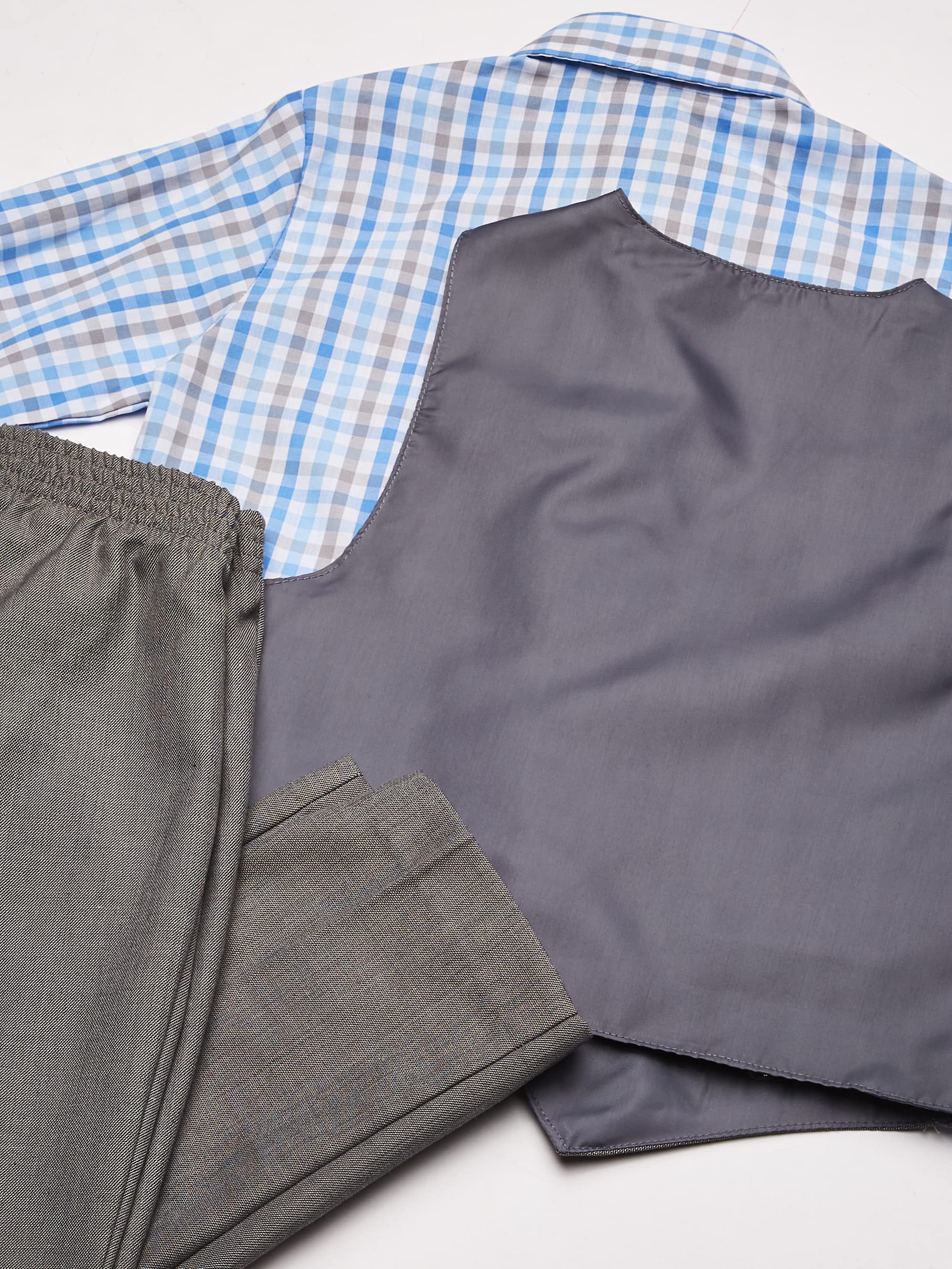 Nautica Boys 4-piece Vest Set with Dress Shirt, Tie, Vest, and Pants Suit, Light Gray, 7 US