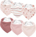 Susurration Muslin Baby Drool Bibs 6Pack Soft Triangular Adjustable Baby Bandana Bibs for Unisex Baby Girls & Boys