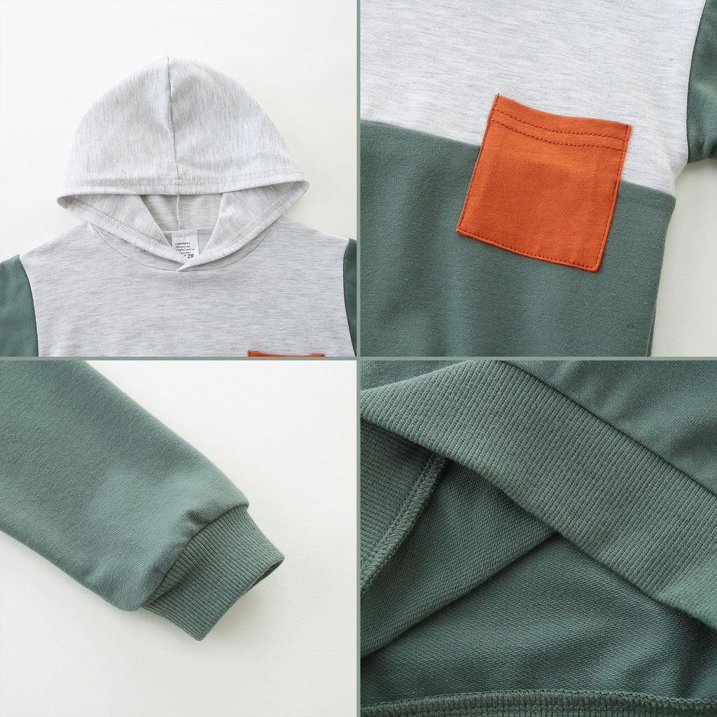 Baby Boy Clothing Sweatsuit Spring/Summer 9-12 Month Hooded Patchwork Outfits