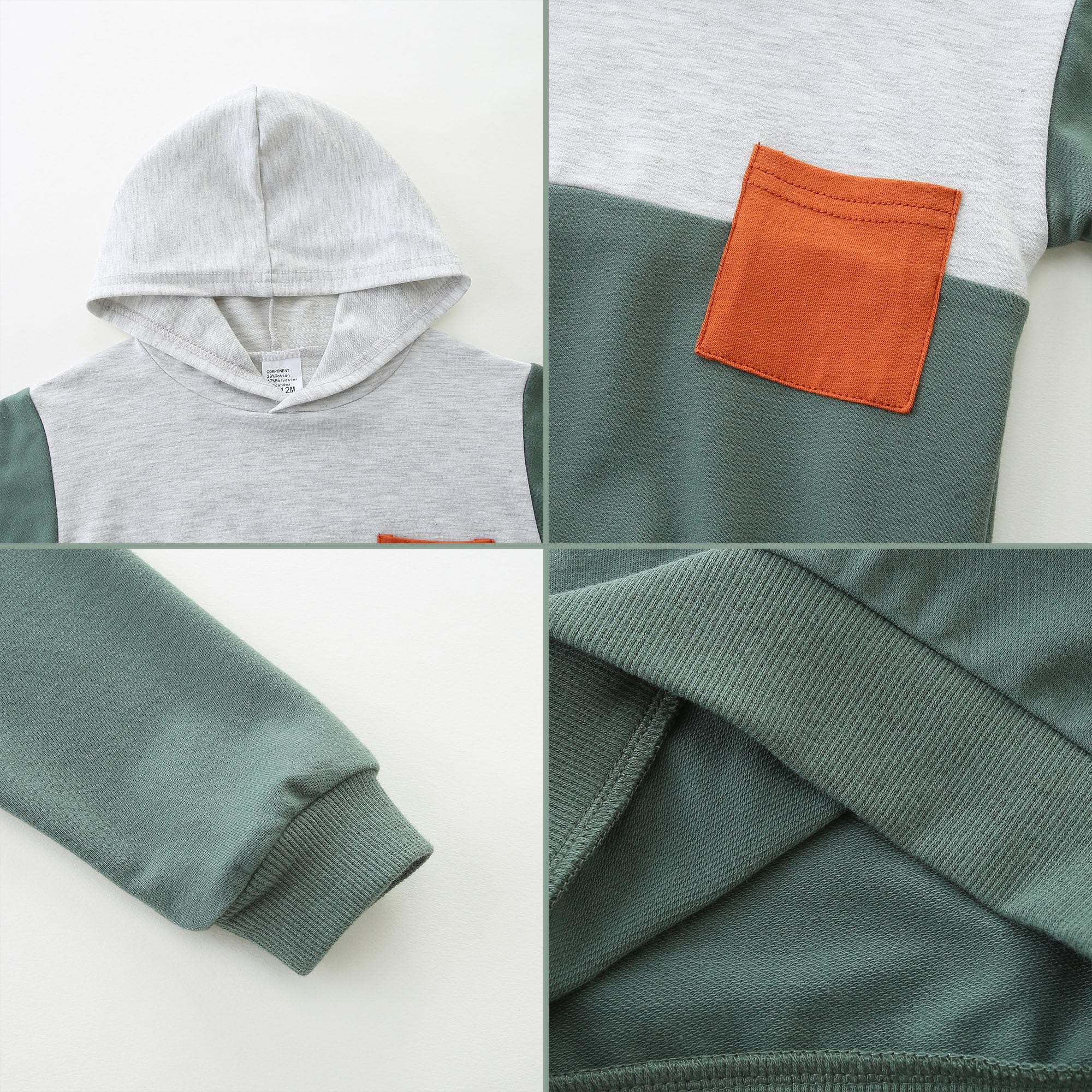 Baby Boy Clothing Sweatsuit Spring/Summer 9-12 Month Hooded Patchwork Outfits