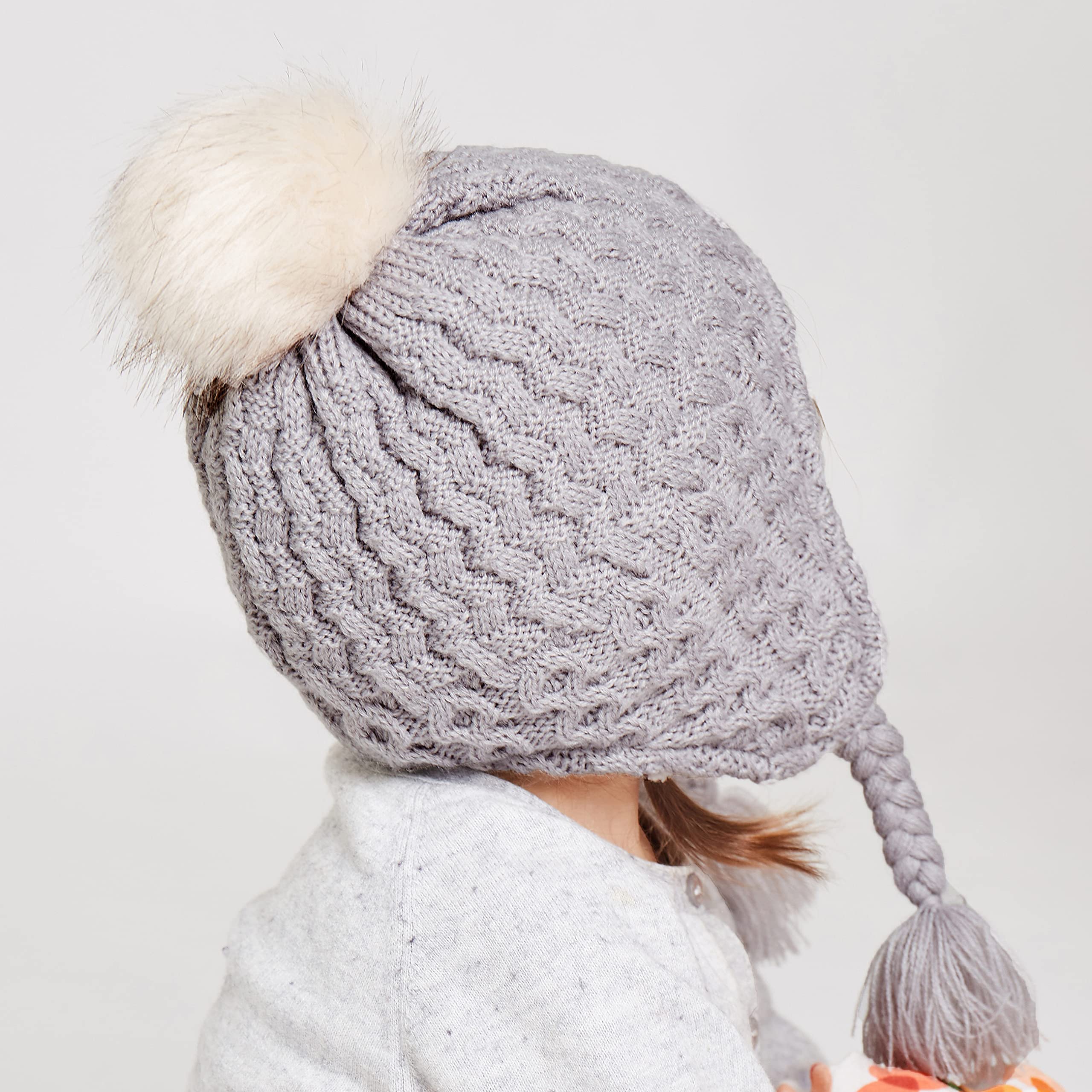 LANGZHEN Infant Pom Pom Beanie Kid Winter Hats Toddler Cap Knit Warm Beanies Caps for Baby Boys Girls(Gray,12-24 Months)