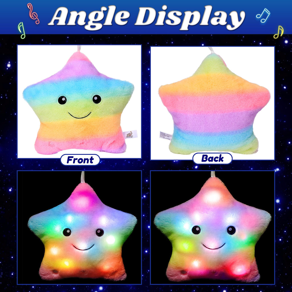 Cuteoy Musical Star Plush Pillow Glowing LED Light-up Stuffed Animal Toys