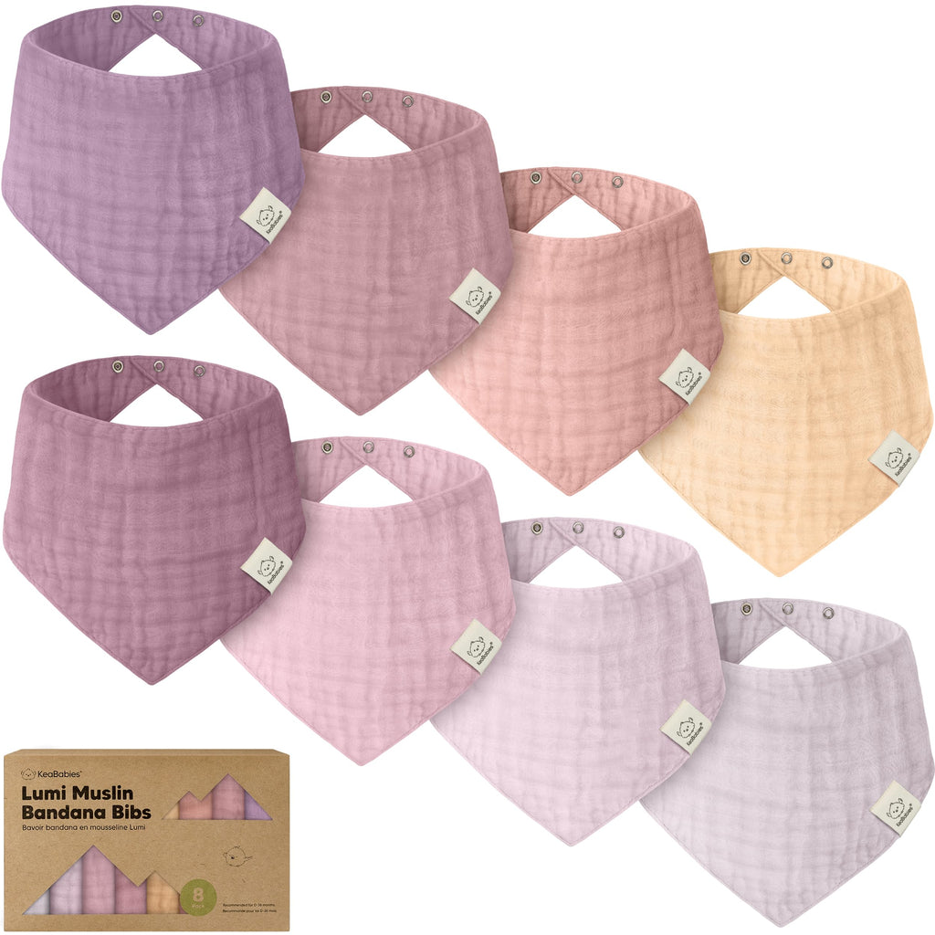8-Pack Muslin Baby Bibs for Drooling, Teething Bandana Bibs (Lavender)
