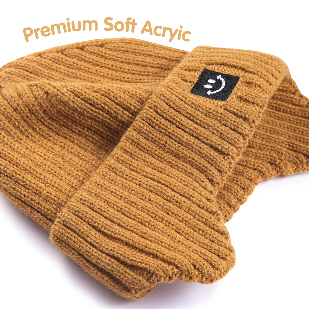 MaxNova Baby Beanie 3-8T Black/Camel 2 Pack