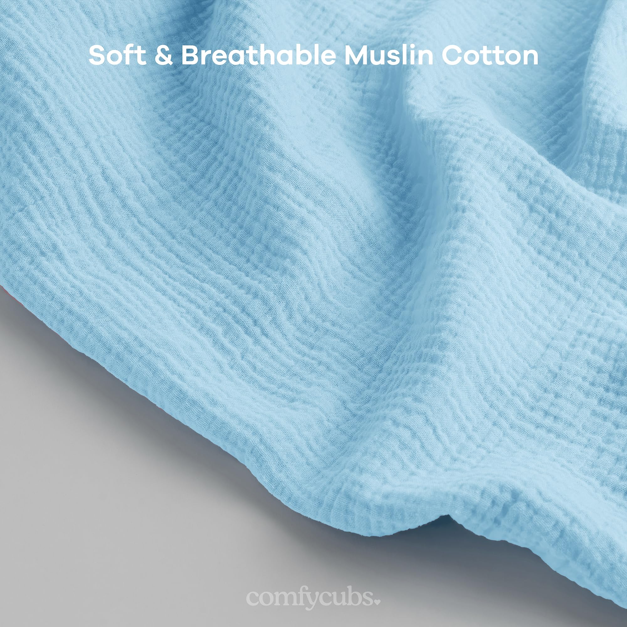 Comfy Cubs Muslin Nursing Cover, Pack of 1, 100% Muslin Breastfeeding Cover - Soft & Breathable Baby Nursing Scarf with Adjustable Neck Strap - Portable, Lightweight & Privacy Coverage - Sky Blue