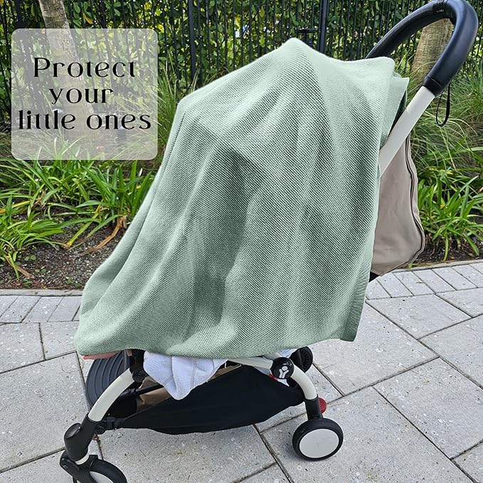 Little Rou Peekaboo Nursing Cover Up for Breastfeeding - Breathable Knit - Soft Organic Cotton & Cashmere Breast Feeding Poncho for Women - Privacy Feature - Includes Mesh Laundry Bag (Sage)
