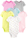 Simple Joys by Carter's Womens 6-Pack Short-Sleeve Bodysuit (Infant) Gray/Pink/Lime/Blue 6 Months (Infant) One Size