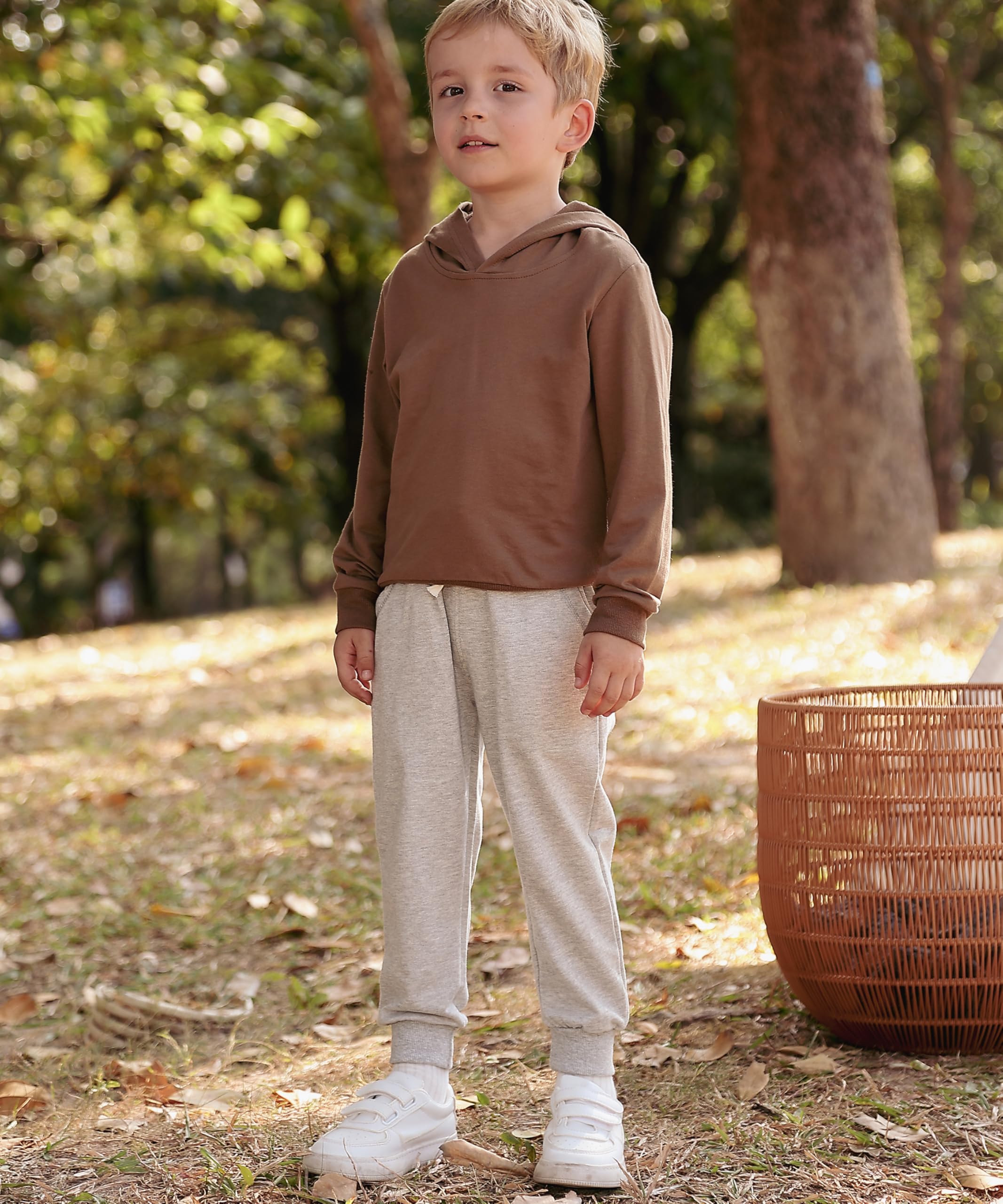 GFQLONG Toddler Boys Joggers Pants Cotton Kids Athletic Sweatpants 5-6T