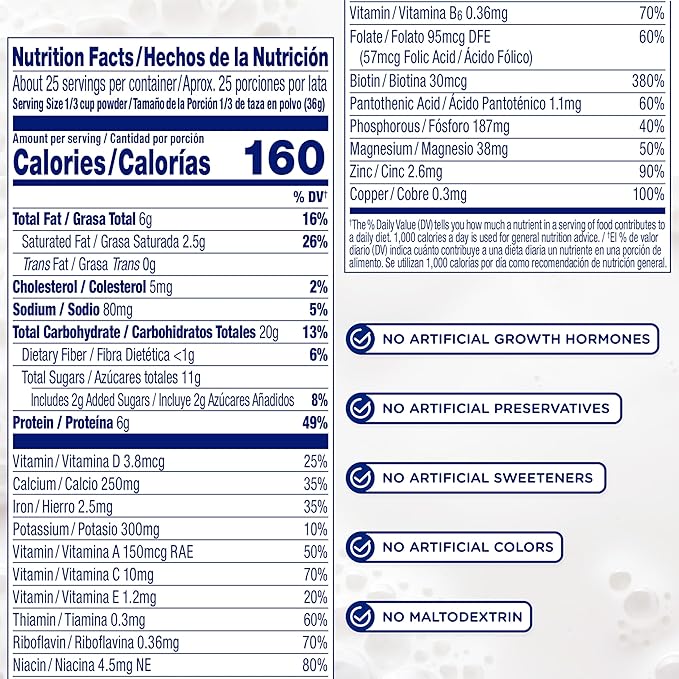 Enfagrow PREMIUM Toddler Nutritional Drink, Made with Real Milk, Brain-Building Omega-3 DHA, Nutrients and Prebiotics for Growth & Immune Support, Non-GMO, Toddler Milk Powder, 32 Oz Can, 6 Count